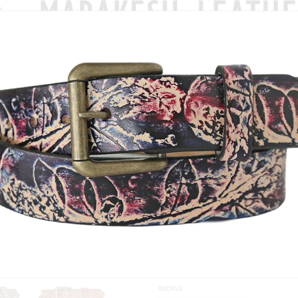 Marakesh Leather Happy Trails Leather Belt - 1.25'' (dress belt width)